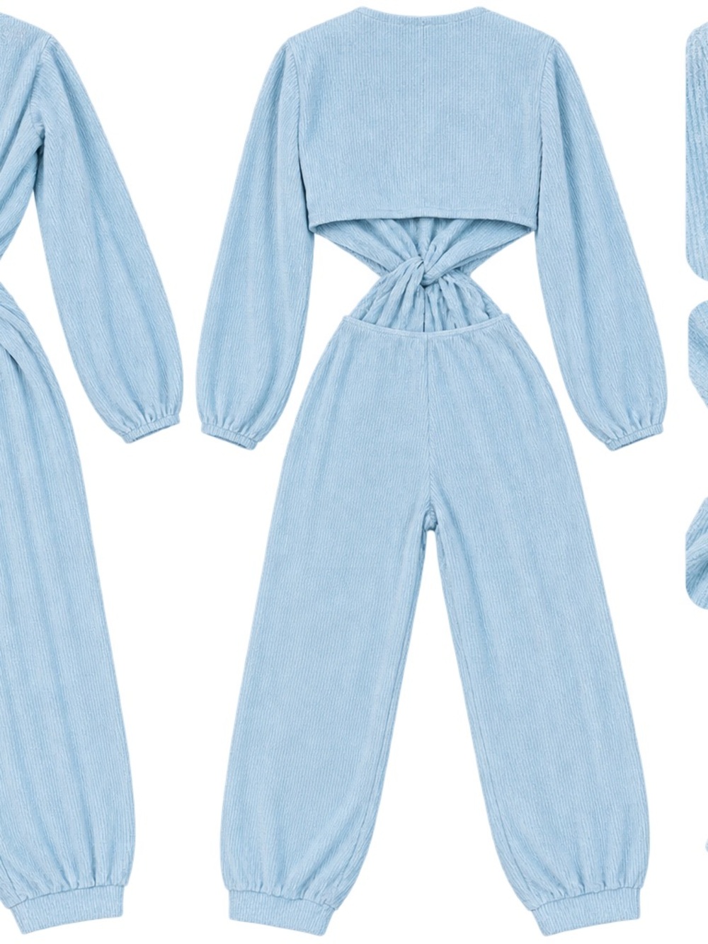 Lulu's Powder Blue Twisted Back Jumpsuit